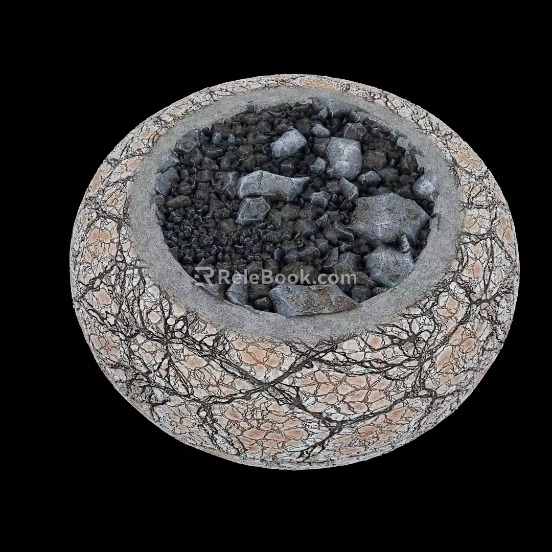 pot stone pot flower pot fire bowl fire bowl 3d model
