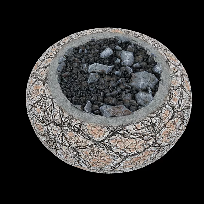 Decorative Ceramic Bowl with Intricate Crackle Pattern and Stone Filled Interior 3d model