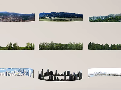 Modern surround background City background Greenery background Forest background Far mountains background City night view Sea view 3d model