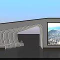 Modern Event Entrance With Curved Arch Design And Scenic Display Screen