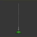 Three Green Pendant Lights With Metal Frame On Dark Background Reflection