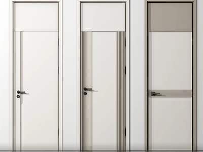 Modern Interior Swing Doors With Sleek White Design And Various Panel Details 3d model