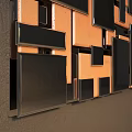 Modern Geometric Wall Mirror With Multiple Square Rectangular Panels And Metal Frame 3d model