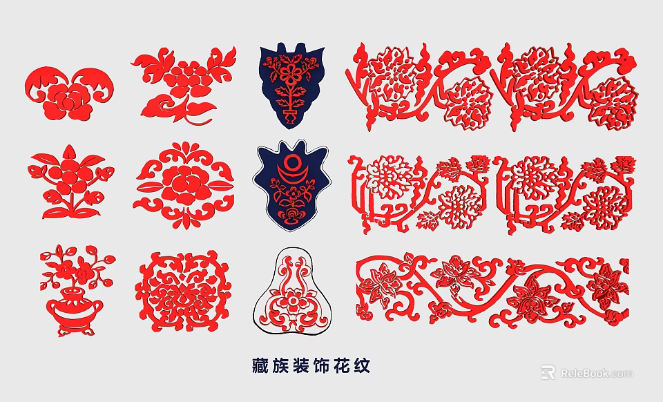 Unique Artistic Wall Decor With Exquisite Traditional Tibetan Decorative Patterns 3d model 