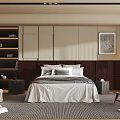 Minimalist Modern Bedroom Interior Design With White Bedding Bookshelf And Floor Lamp
