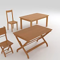 Wooden Furniture Set Including Two Tables And Two Dining Chairs With Foldable Table