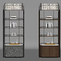 Two Wine Cabinets With Open Shelves Floral Top And Wooden Patterned Bases