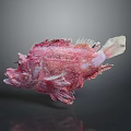 Unique Pink Patterned Fish With Intricate Textured Body Against Dark Background 3d model