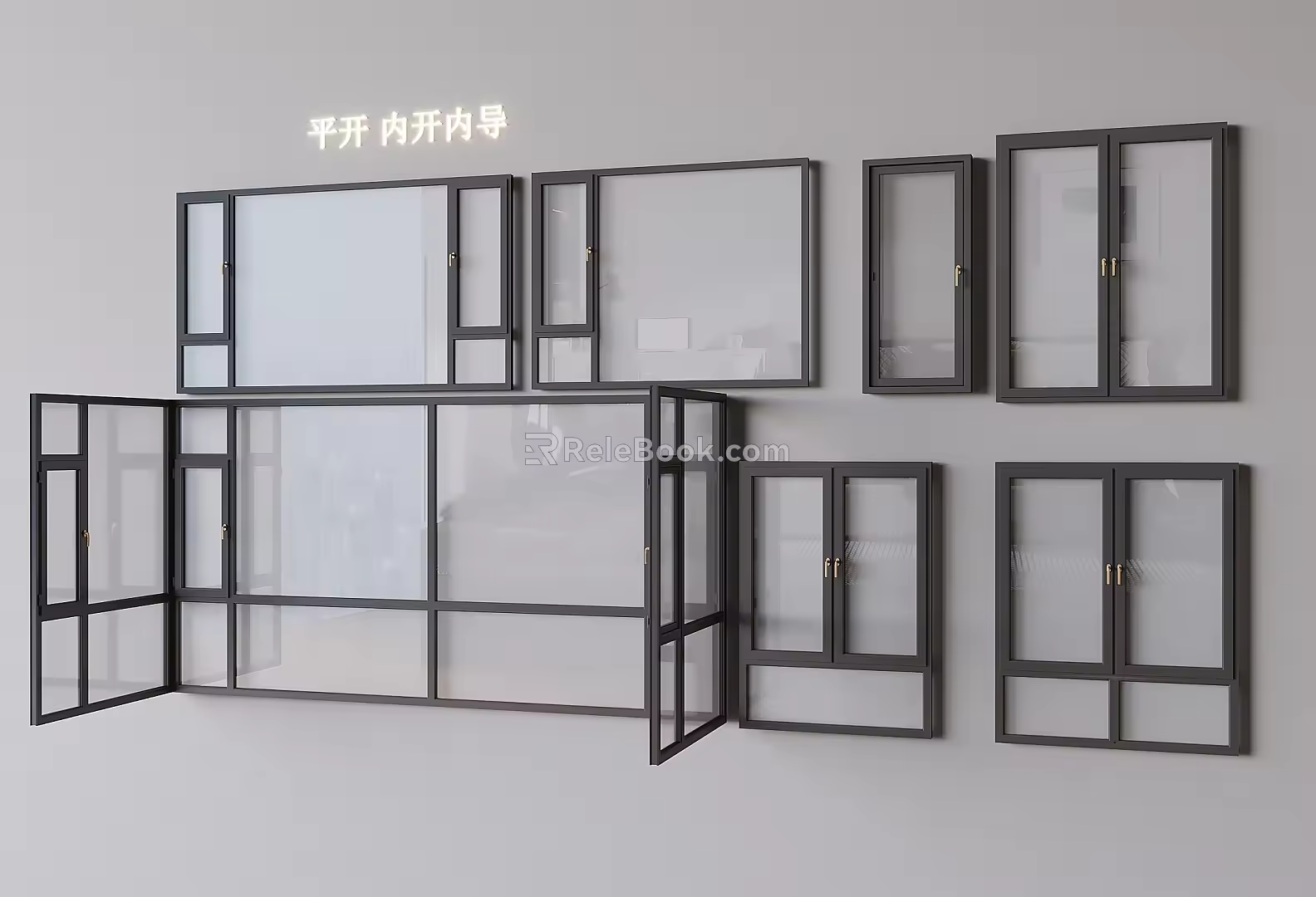 Window Broken Bridge Aluminum Casement Window Inner Open Guide Glass Window 3d model