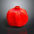Ripe Juicy Red Whole Pomegranate Fruit On Dark Background With Reflection