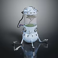 White Transparent Enclosed Device With Small Plant And Metal Support Legs