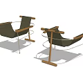 Modern Minimalist Leisure Lounge Chairs With Wooden Armrests Metal Frame And Fabric Seat
