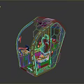 3D Model Of Gray Cockpit With Hexagonal Structure And Detailed Interior