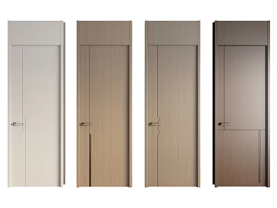 Modern Flush Doors with Different Wood Grain Tones for Interior Home Design 3d model