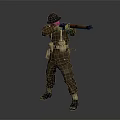 Game Movie Character In Brown Uniform With Hat Holding Rifle And Gear