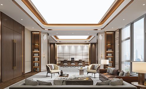 Light Luxury Office General Manager Room 3d model