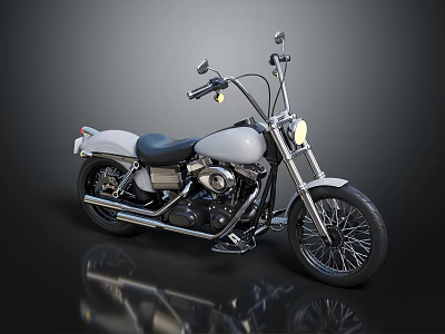 Classic Cruiser Motorcycle With Gray Body Black Leather Seat Chrome Accents And Spoke Wheels 3d model