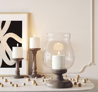 Modern Candlestick Desktop Candle Ornament Combination 3d model