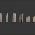 Ancient Historical Stone Architectural Ruins With Broken Weathered Moss Covered Walls