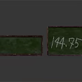 Two Green Wooden Framed Blackboards On Reflective Surface With Numbers 14475