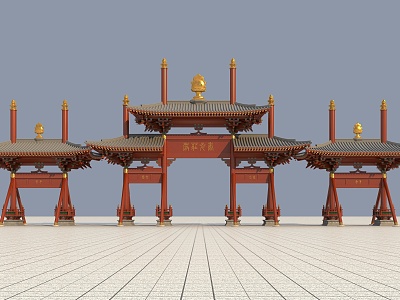 Ancient Archway Ancient Architecture Chinese New Chinese Archway Effect Diagram Courtyard Landscape model