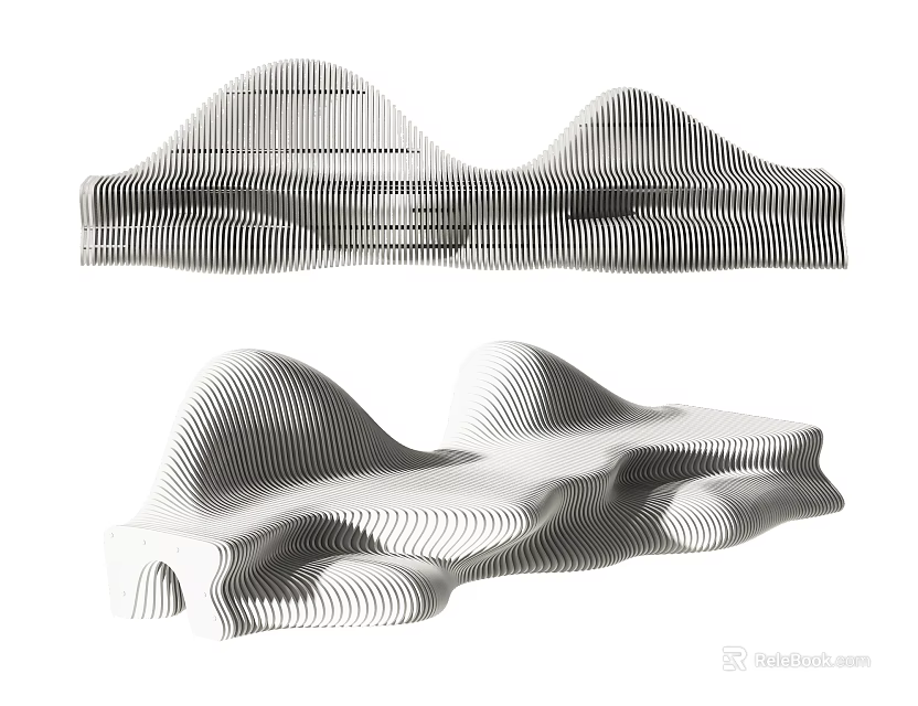 Modern Public Chair Design With Curved Lines And Abstract Sculptural Shape 3d model 