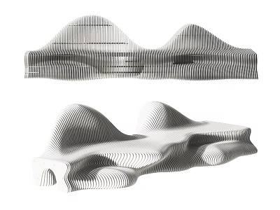 Modern Public Chair Design With Curved Lines And Abstract Sculptural Shape 3d model