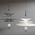 Modern Multi Layer Disc Shaped Pendant Lights Dark And White With Decorative Spherical Pendants 3d model