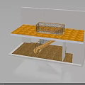 Two Level Interior Structure With Patterned Floor Upper Platform Railing And Staircase