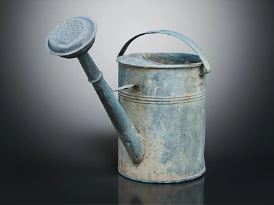 Vintage Metal Watering Can With Long Spout And Rustic Handle For Home Garden Use 3d model