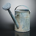 Vintage Metal Watering Can With Long Spout And Rustic Handle For Home Garden Use