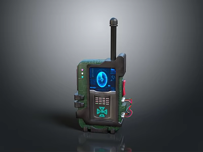 Weapon Control Device With Futuristic Handheld Antenna Digital Screen And Tactical Buttons 3d model