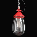 White Gold Red Glass Pendant Lights With Chain And Transparent Bulbs