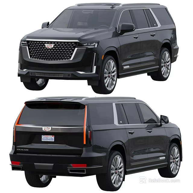 Sleek Black Cadillac SUV Exterior Design Featuring Front Grille Rear Taillights And Body Lines 3d model 