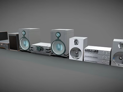 Home Audio Electronic System Featuring Multiple Speakers And Audio Components 3d model