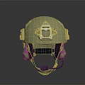Tan Military Combat Helmet With Top Mounting Device And Side Protective Straps