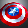 Captain America Shield With Red White Blue Circular Design And Silver Star