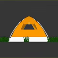 Orange Outdoor Furniture Tent Design With Green Grass And White Supports