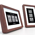 Two Wooden Photo Frames With Brown Border And Digital Number