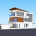 Modern Detached Villa Exterior With White Facade Large Windows Balcony Garage And Car