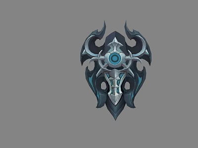 Fantasy Style Weapon With Intricate Metallic Patterns And Blue Gem Center 3d model