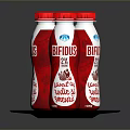 Bifidus 2 Percent Natural Yogurt Drinks in Red Cap Bottles on Black Tray