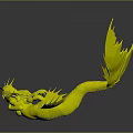 Fantasy Mermaid Character With Blue Green Tail Golden Hair And Decorative Headpiece In Floating Pose
