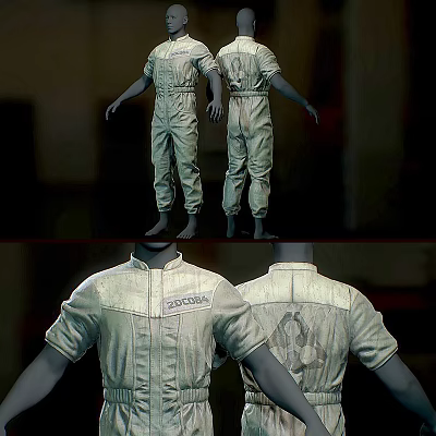 Durable Work Coverall Clothing With Short Sleeve Design ZONCO Brand Logo And Back Pattern 3d model