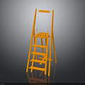 Orange Step Ladder With Handrail And Multiple Steps For Home Use