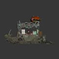 Food Truck Featuring Large Burger Neon Sign Tracked Design And Mobile Drinks