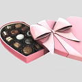 Adorable Decorative Ornament Set with Open Heart Shaped Pink Box and Pink Bow Chocolate Ornaments