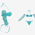 Turquoise Bikini Sets With Lace Sleeves Top And Bottom For Summer Beach Wear