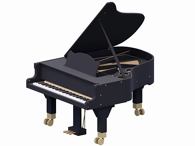 Elegant Black Grand Piano With Shiny Finish And Wooden Legs For Music Enthusiasts 3d model