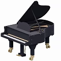 Elegant Black Grand Piano With Shiny Finish And Wooden Legs For Music Enthusiasts